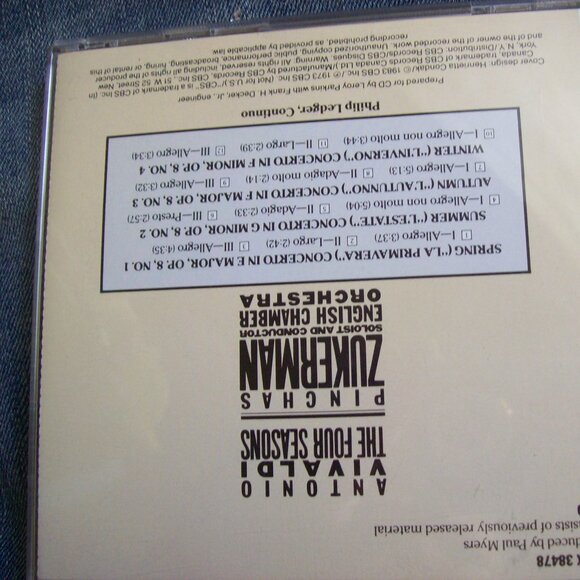 Vivaldi- The Four Seasons-Zuckerman Soloist & Conductor-Classical Concerto-CD - Picture 2 of 2